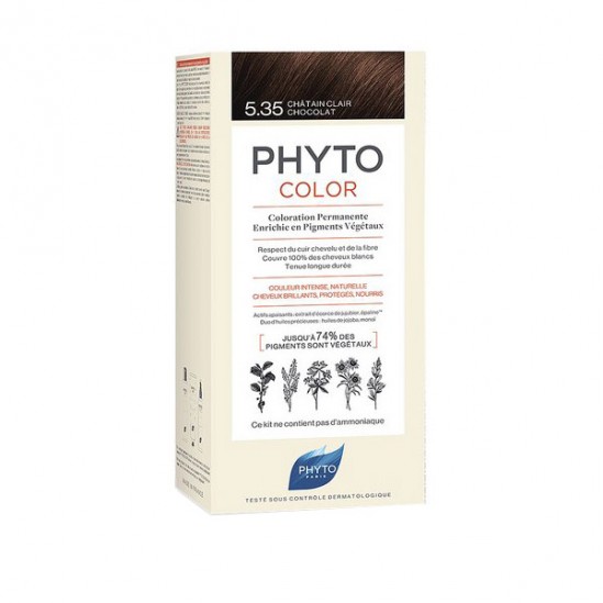 Phyto phytocolor coloration permanente 5.35 châtain clair chocolat