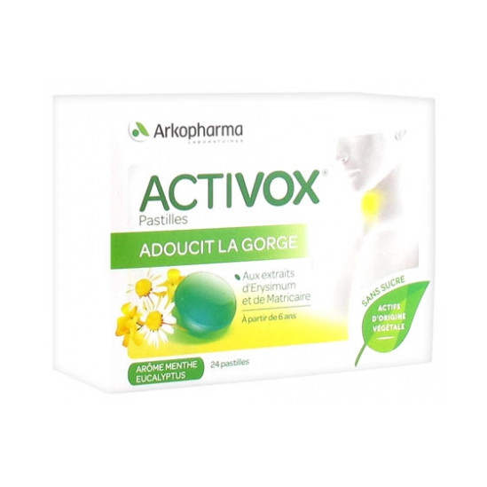 Arkopharma activox pastilles pour adoucir la gorge arôme menthe eucalyptus 24 pastilles