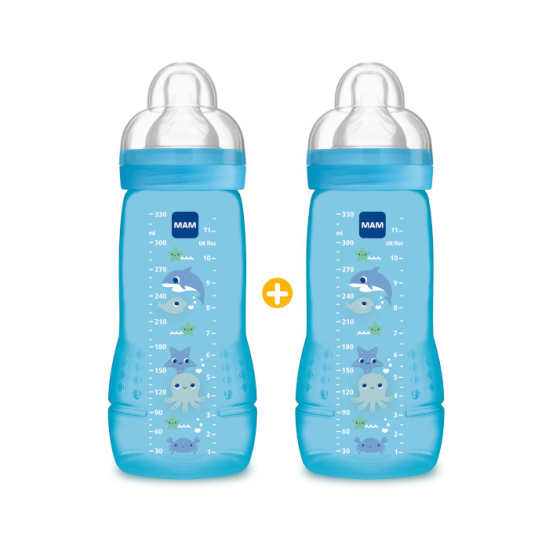 Mam easy active™ biberon 2ème âge bleu 330ml