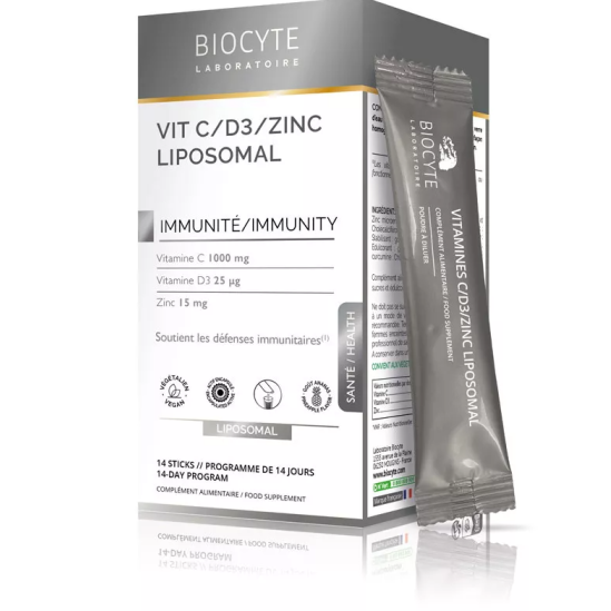 BIOCYTE Vit C/D3/Zinc Liposomal 14 Sticks