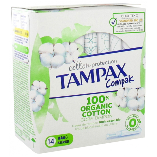 TAMPAX Compak Cotton Protect Tampon Super boite de 14