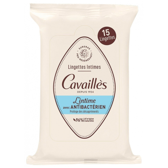 ROGE CAVAILLES Lingettes Intimes Antibactérien 15 lingettes