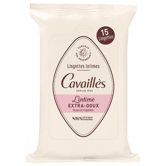 ROGE CAVAILLES Lingettes Intimes Extra-Doux 15 lingettes
