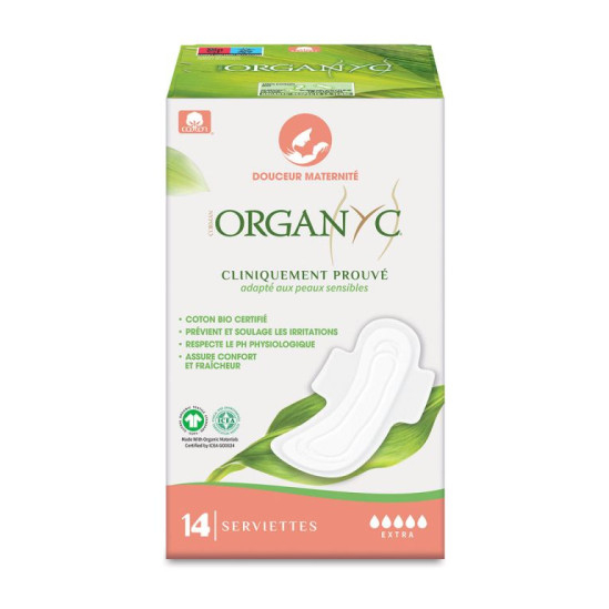 ORGANYC serviettes Douceur maternité Coton bio 14 serviettes