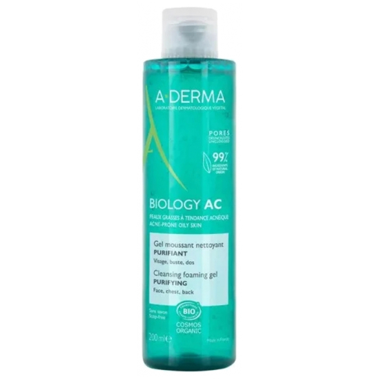 A-DERMA Biology AC Gel Moussant Nettoyant Purifiant Bio 200 ml