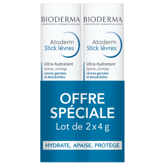 BIODERMA Atoderm Stick Lèvres Ultra-Hydratant Lot de 2x4g