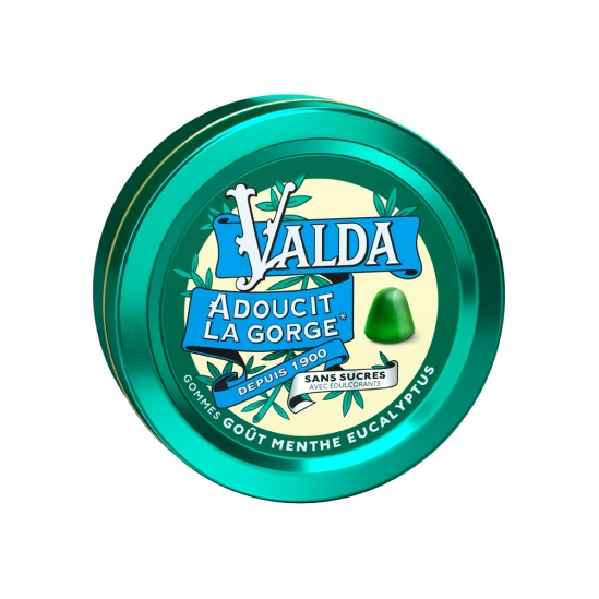 VALDA Gommes Sans Sucre Menthe Eucalyptus boite de 50