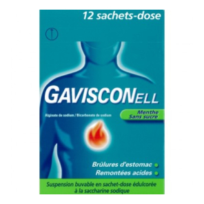 GAVISCONELL MENTHE SANS SUCRE suspension buvable en sachet-dose édulcorée à la saccharine sodique