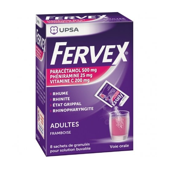 Fervex État Grippal Adultes Framboise 8 sachets de granulés