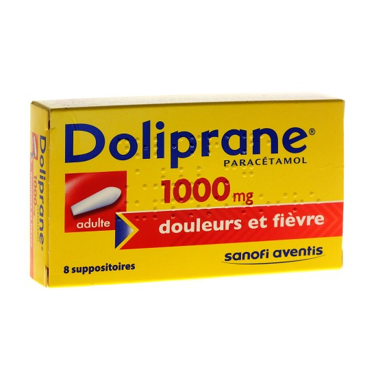 DOLIPRANE 1 000MG Douleurs et Fièvre Suppositoires boite de 8