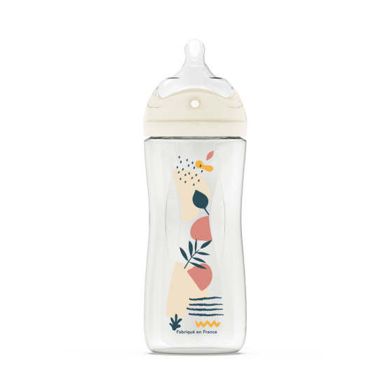 DODIE Biberon Anti-Colique Débit 3 Motif Rose 6 Mois et Plus 330ml
