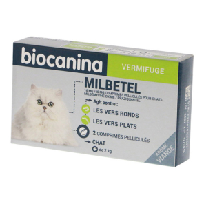 BIOCANINA Vermifuge Milbetel Chat +2kg 2 comprimés