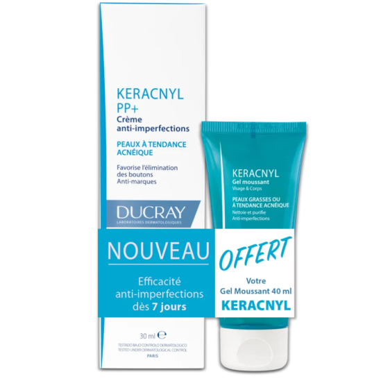 DUCRAY KERACNYL PP+ - Crème Anti-Imperfections 30ml + Gel Moussant 40ml Offert