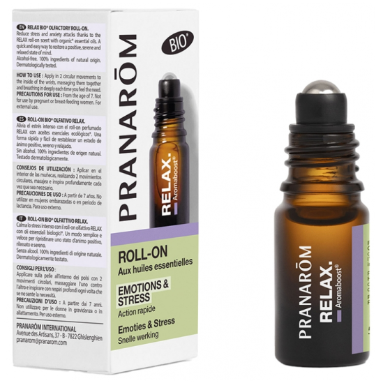 PRANAROM Aromaboost Relax - Détente Roll-On aux Huiles Essentielles Bio 5 ml
