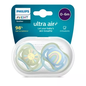 AVENT Ultra Air Sucettes Silicone 0-6 Mois Lot de 2