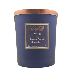 COLLINES DE PROVENCE Bougie Parfumée Musc et Fruit Noir 180g