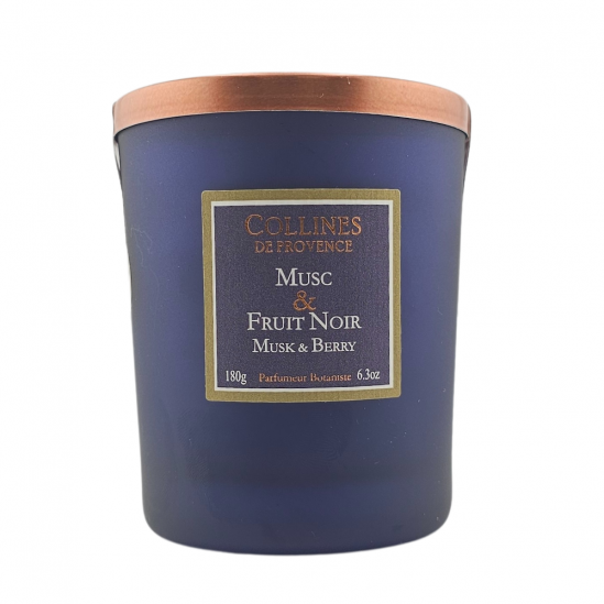 COLLINES DE PROVENCE Bougie Parfumée Musc et Fruit Noir 180g