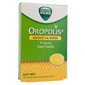 OROPOLIS Pastilles Cœur Liquide Gout Miel Boite de 16