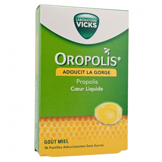 OROPOLIS Pastilles Cœur Liquide Gout Miel Boite de 16