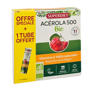 Super diet acérola 500 bio 24 Comprimés + tube 12 comprimés