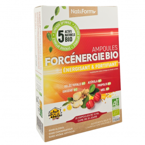 NAT&FORM Ampoules Forcénergie Bio Énergisant & Fortifiant Boite de 20