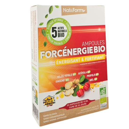 NAT&FORM Ampoules Forcénergie Bio Énergisant & Fortifiant Boite de 20