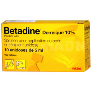 BETADINE Dermique 10% Solution Pour Application Cutanée boite de 10 Unidoses