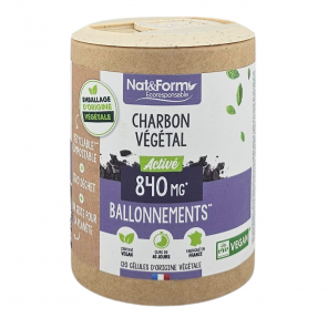 NAT&FORM Charbon Végétal 840Mg Ballonnements 120 gélules