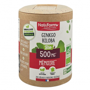 NAT&FORM Ginko Biloba 500 Mg Mémoire 200 gélules