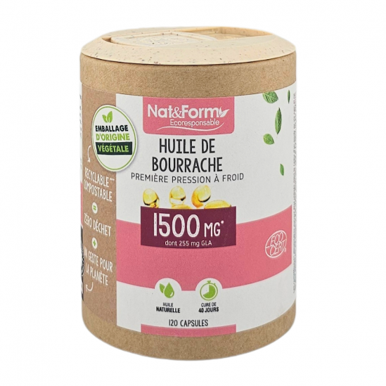 NAT&FORM Huile De Bourrache 1500Mg 120 Capsules
