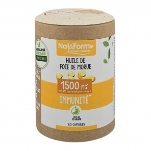 NAT&FORM Huile De Foie De Morue 1500Mg Immunité 60 Capsules