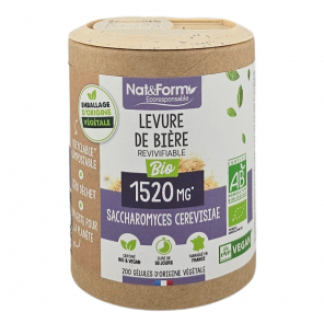 NAT&FORM Levure De Bière 1520Mg Saccharomyces Cerevisiae 200 gélules