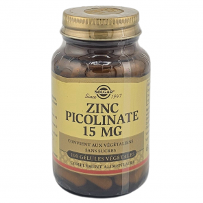 SOLGAR Zinc Picolinate 15 mg Boite de 100 Gélules