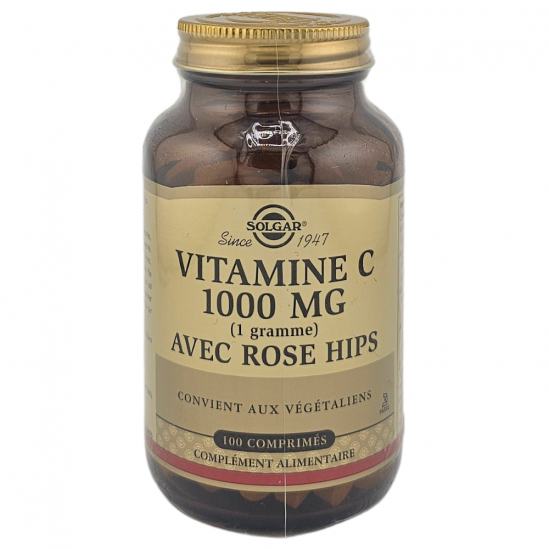 SOLGAR Vitamine C 1000 mg Avec Rose HIPS Boite de 100 Comprimés