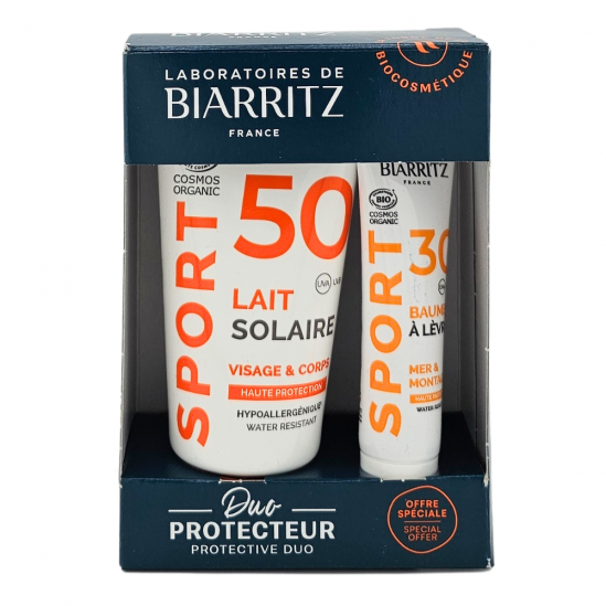 BIARRITZ Sport Lait Solaire Visage et corps SPF50 50ml + Baume à lèvres SPF30 15ml
