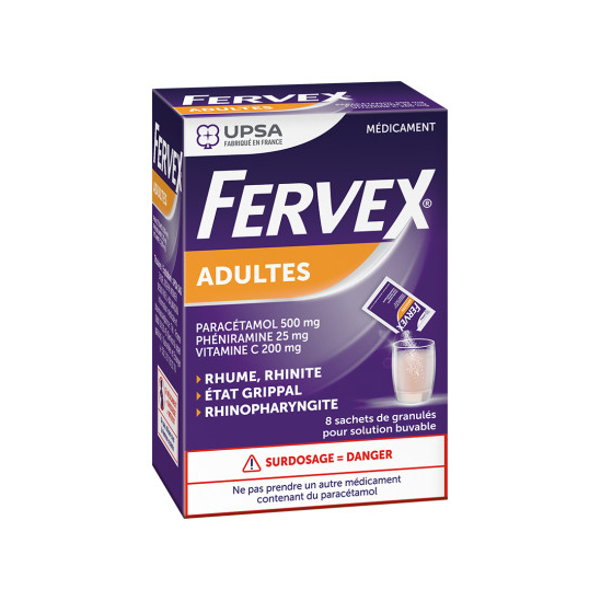 Fervex état grippal adultes 8 sachets de granulés