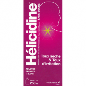 Helicidine 10 pour cent sans sucre sirop édulcoré à la saccharine 250ml