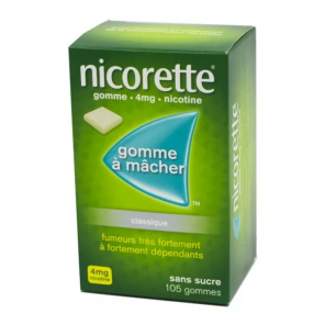 NICORETTE 4MG Gommes à Mâcher Sans Sucre Goût Classique boite de 105