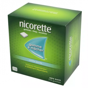 NICORETTE 2MG Gommes à Mâcher Sans Sucre Goût Menthe Glaciale boite de 210