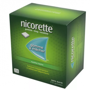 NICORETTE 2MG Gommes à Mâcher Sans Sucre Goût Menthe Fraîche boite de 210